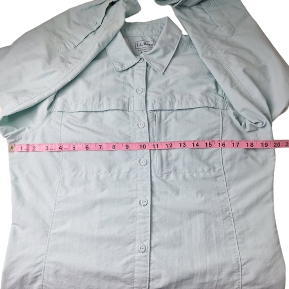 L.L Bean Women Small Vented Long Sleeve Outdoor Hiking Button Down Shirt Pockets - Picture 11 of 15
